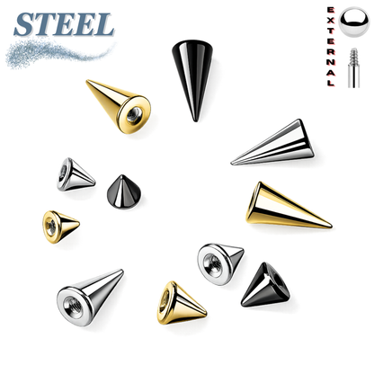 Surgical Steel Externally Threaded Spike Ends (Top Only) - 10 Pack