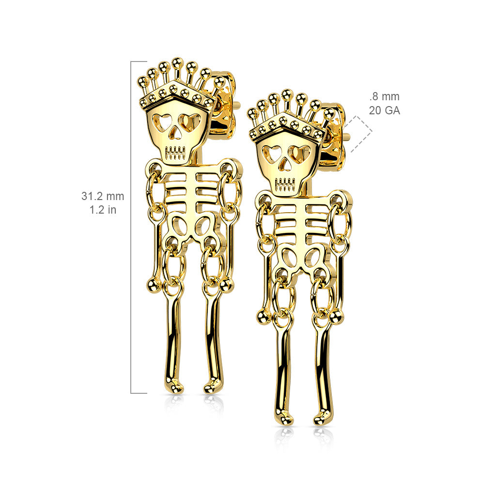 Surgical Steel Skeleton Dangle Earrings