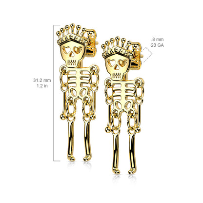 Surgical Steel Skeleton Dangle Earrings