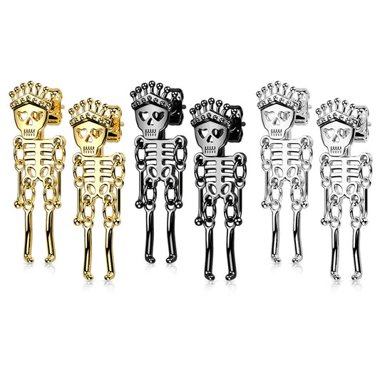 Skeleton Dangle Surgical Steel Earrings