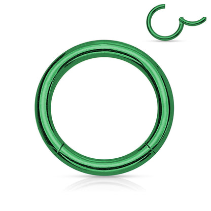 Surgical Steel Hinged Rings 14G-4G -Coloured