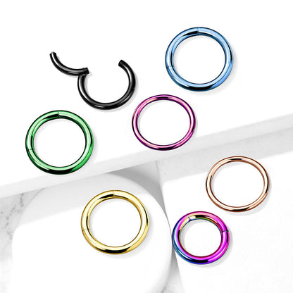 Surgical Steel Hinged Rings 14G-4G -Coloured
