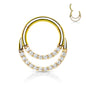 Surgical Steel Hinged Double Ring w/ Front Facing CZ