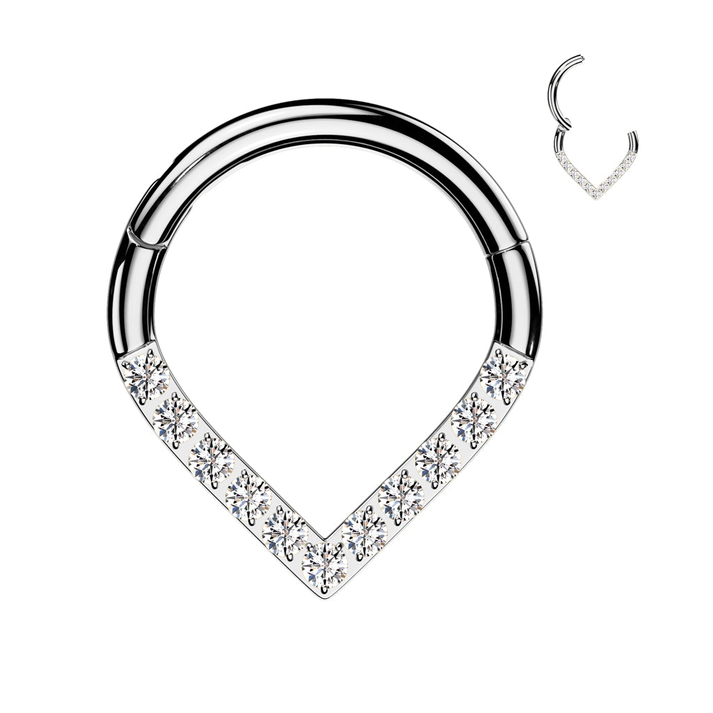 Surgical Steel Chevron with Front Facing Gems