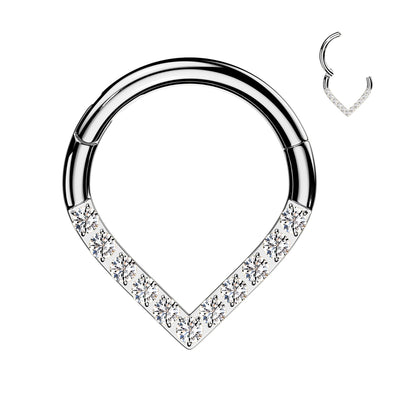 Surgical Steel Chevron with Front Facing Gems