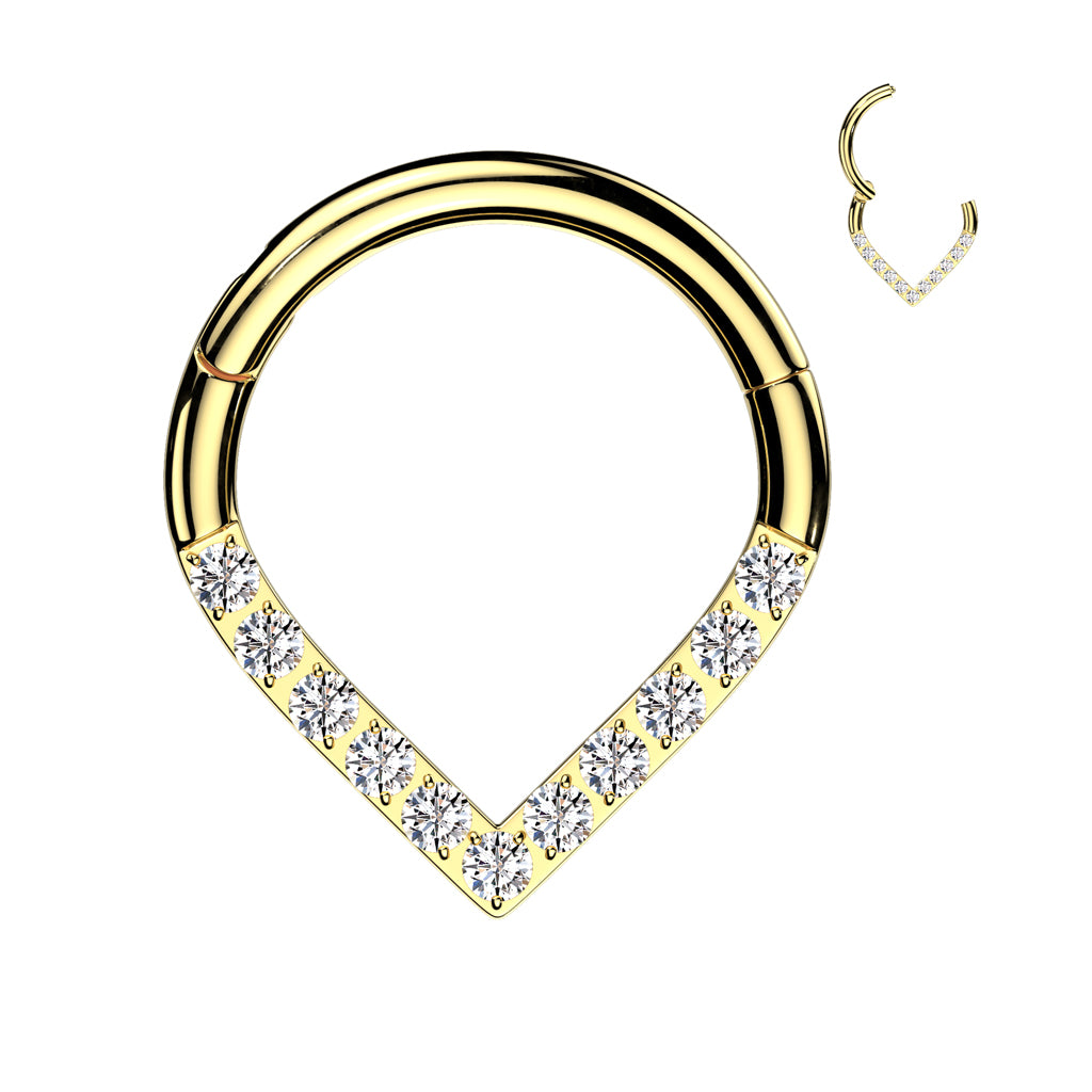 Surgical Steel Chevron with Front Facing Gems