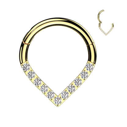 Surgical Steel Chevron with Front Facing Gems