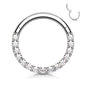 Surgical Steel Hinged Ring with CNC Set CZ Lined Paved Front