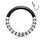 Surgical Steel Hinged Ring with CNC Set CZ Lined Paved Front