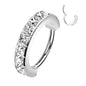 Surgical Steel Hinged Wide Outward Side Facing Square CZ Ring