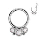 Surgical Steel Hinged Front Facing  Bezel CZ Ring w/ Micro Balls
