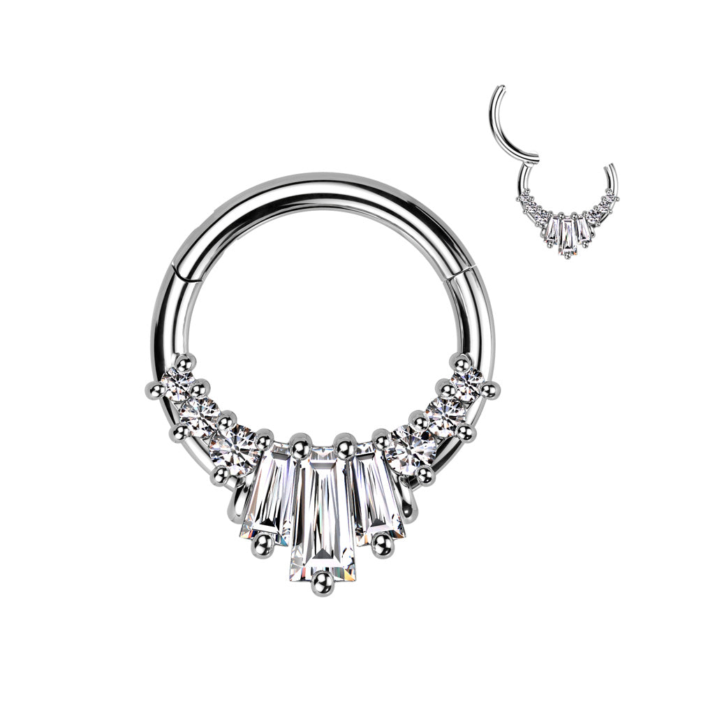 Surgical Steel Hinged Front Facing CZ Fan