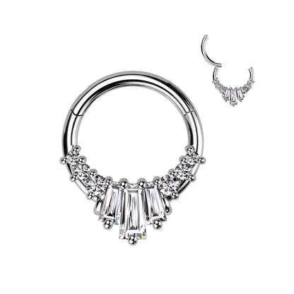 Surgical Steel Hinged Front Facing CZ Fan