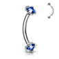 Surgical Steel Internally Threaded Curved Barbells w/ Prong Gem Ends