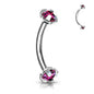 Surgical Steel Internally Threaded Curved Barbells w/ Prong Gem Ends