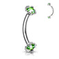 Surgical Steel Internally Threaded Curved Barbells w/ Prong Gem Ends