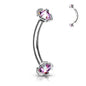 Surgical Steel Internally Threaded Curved Barbells w/ Prong Gem Ends