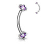 Surgical Steel Internally Threaded Curved Barbells w/ Prong Gem Ends