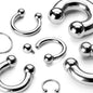 Surgical Steel Internally Threaded  Horseshoe - Plain Silver