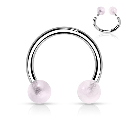 Surgical Steel Internally Threaded Horseshoes with Semi Precious Stones
