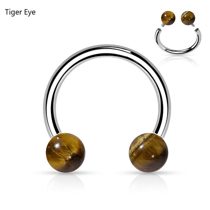 Surgical Steel Internally Threaded Horseshoes with Semi Precious Stones