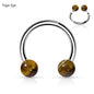 Surgical Steel Internally Threaded Horseshoes with Semi Precious Stones