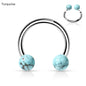 Surgical Steel Internally Threaded Horseshoes with Semi Precious Stones
