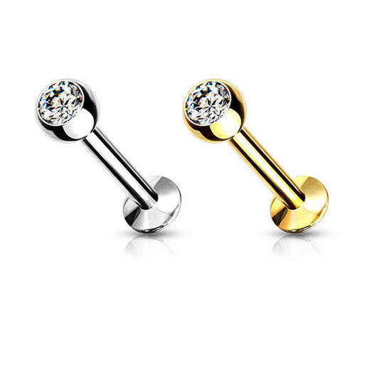 Surgical Steel Press Fit Gem Ball Internally Threaded Labret