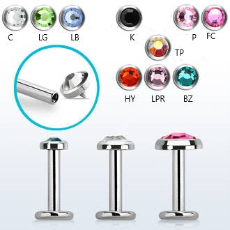 Surgical Steel Internally Threaded Flat Head Bezel Labret