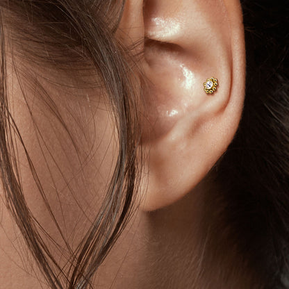Surgical Steel Internally Threaded Labret Micro Cluster CZ Flower