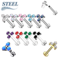 Surgical Steel Internally Threaded Opal or CZ Trinity Triangle Labret