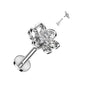 Surgical Steel Internally Threaded Labret w/ Hollow Flower w/ CZ Center