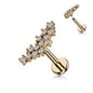 Surgical Steel/Brass Internally Threaded CZ Prong Cluster Top Labret Combo (CLEARANCE)