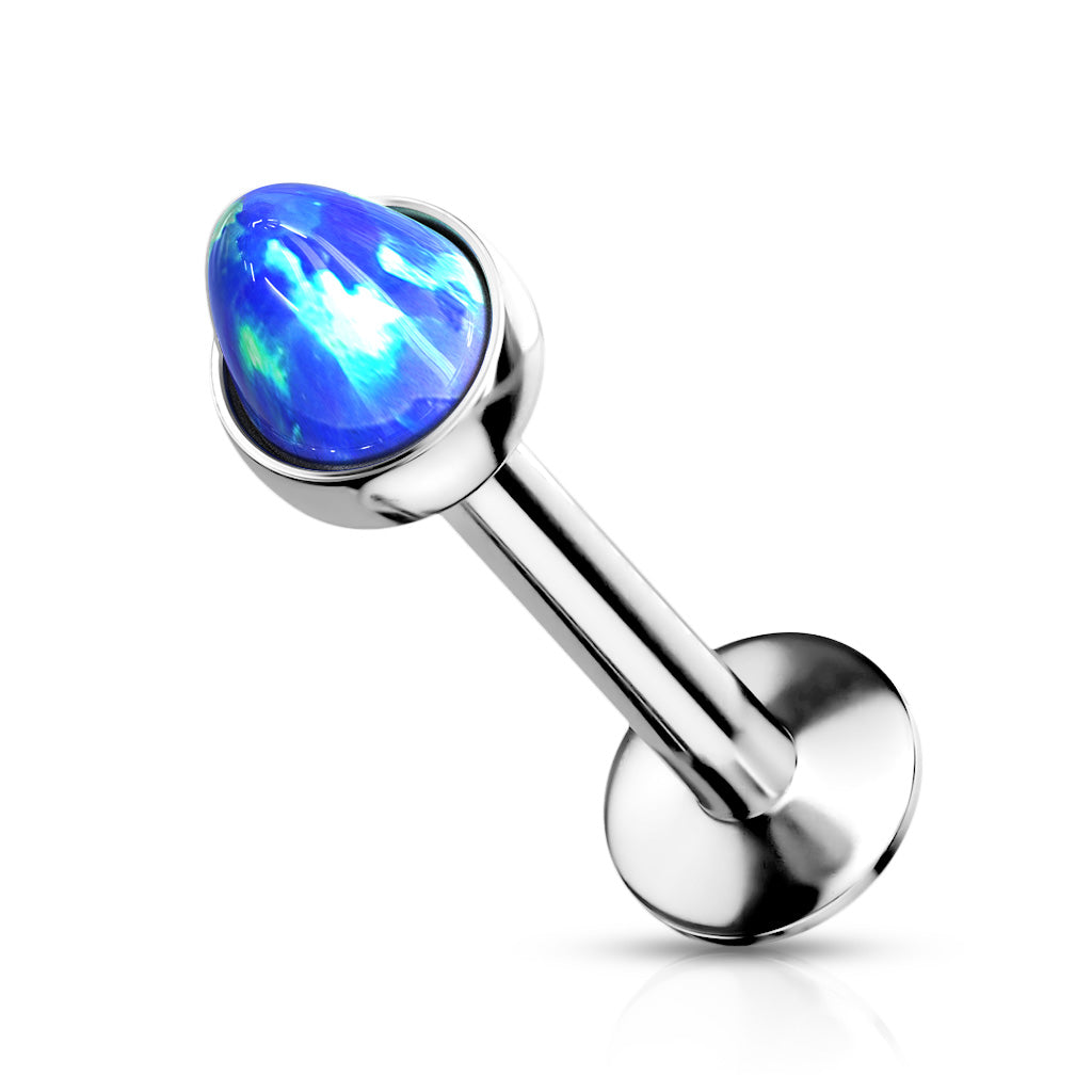 Surgical Steel Internally Threaded Opal Spike Labret