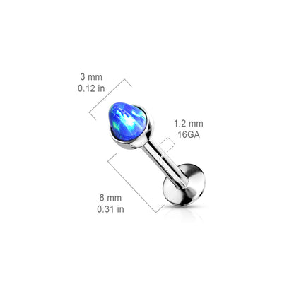 Surgical Steel Internally Threaded Opal Spike Labret