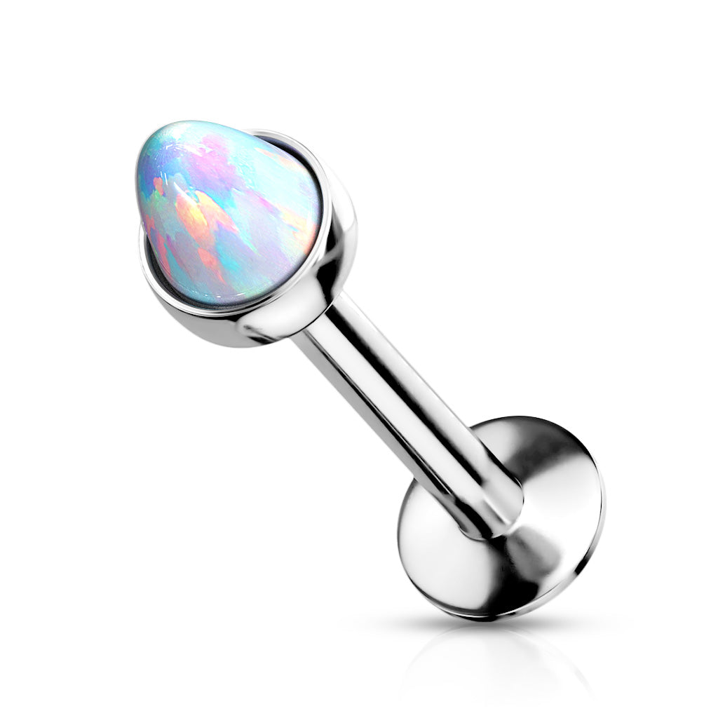 Surgical Steel Internally Threaded Opal Spike Labret