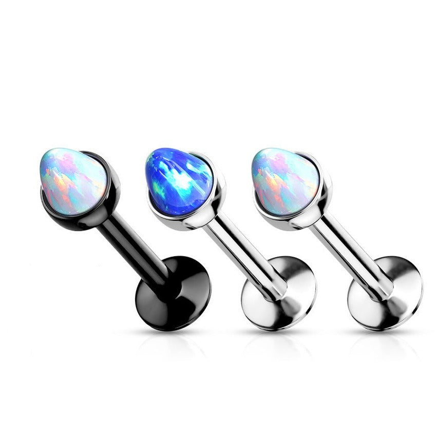Surgical Steel Internally Threaded Opal Spike Labret