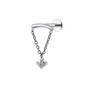 Surgical Steel Hidden Helix Round CZ Dangle on Single Chain Drape Internal Thread Labret