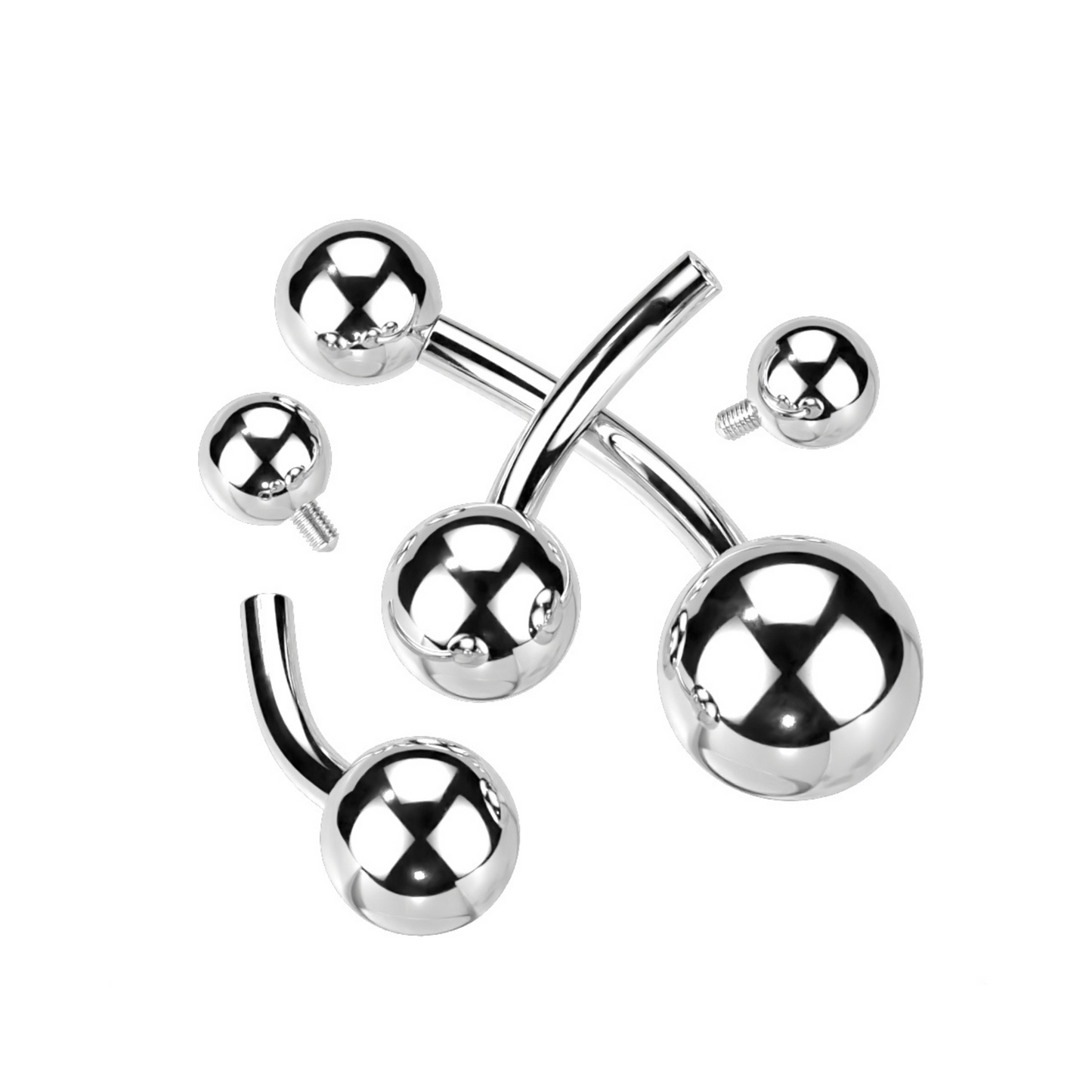 Surgical Steel Internally Threaded Basic Silver Belly Bananas
