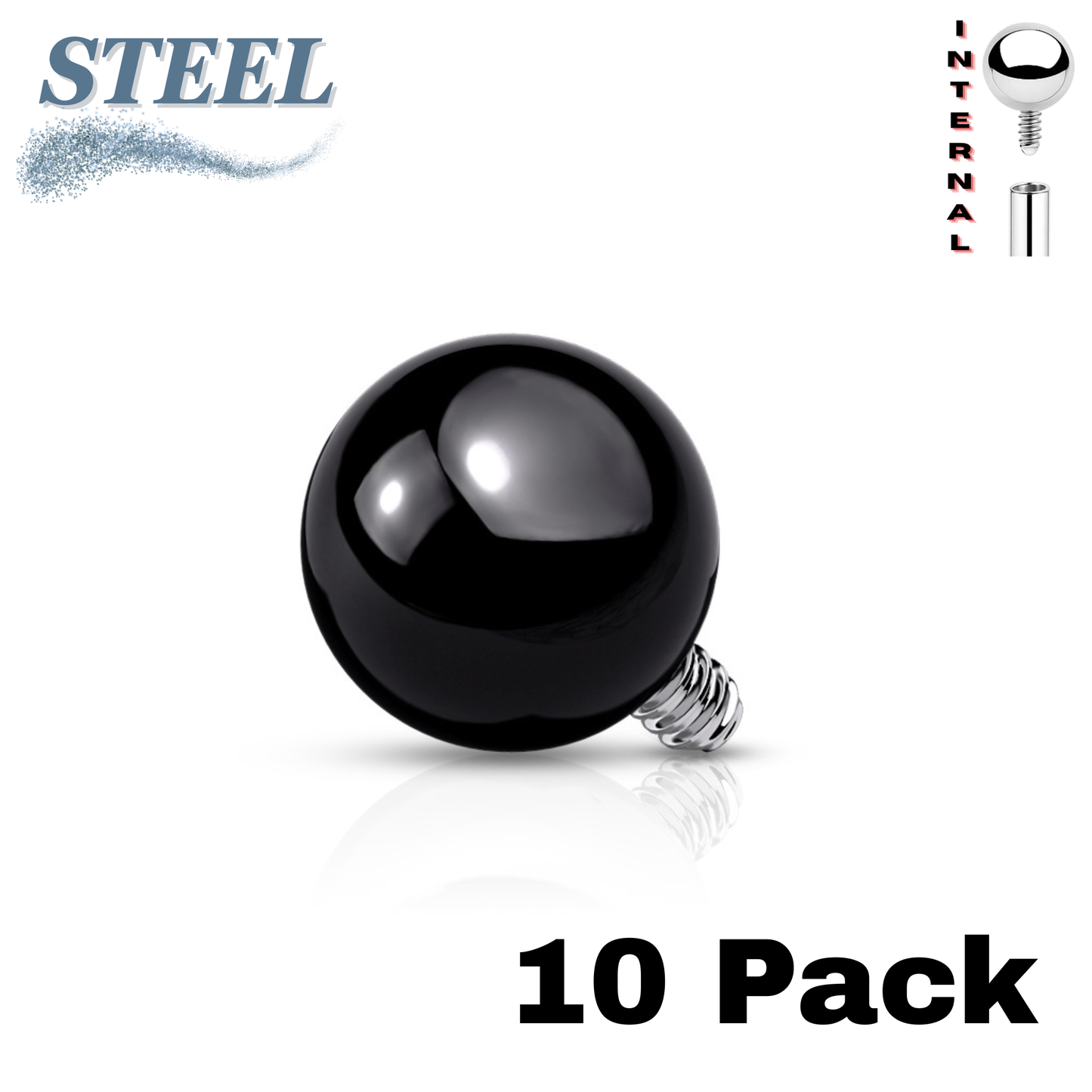 Surgical Steel Internally Threaded Solid Ball (Top Only) - 10 Pack