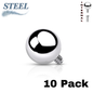 Surgical Steel Internally Threaded Solid Ball (Top Only) - 10 Pack