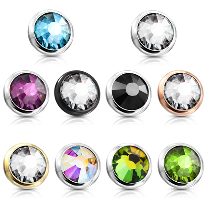 Surgical Steel Internally Threaded Bezel Set Flat Gem (Top Only)