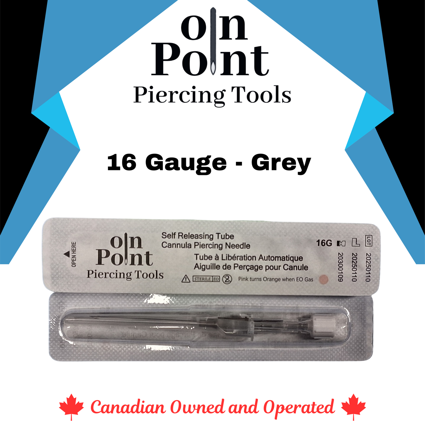 On Point Self Releasing Pre-Sterilized Cannula Piercing Needle 18G-14G - Single Needle (Also sold by box of 50)