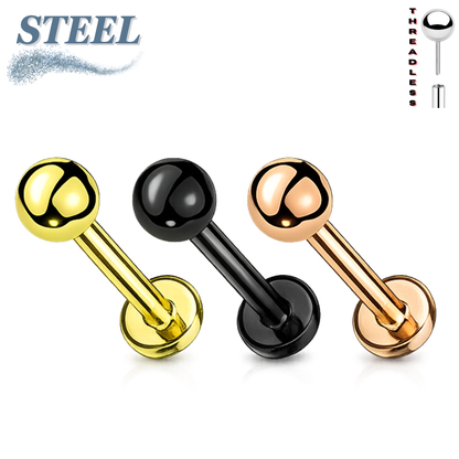 Surgical Steel Threadless Solid Ball Labret Combo - Coloured