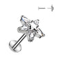 Surgical Steel/Brass Threadless with CZ Star on Star Top Labret Combo (CLEARANCE)