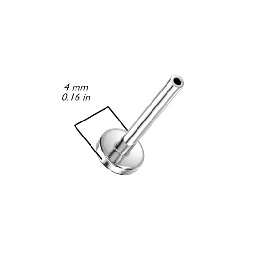 Surgical Steel Threadless Flat Back Labret - Post Only (4mm Base)