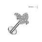 Surgical Steel/Brass CZ Butterfly Threadless Labret Combo (CLEARANCE)