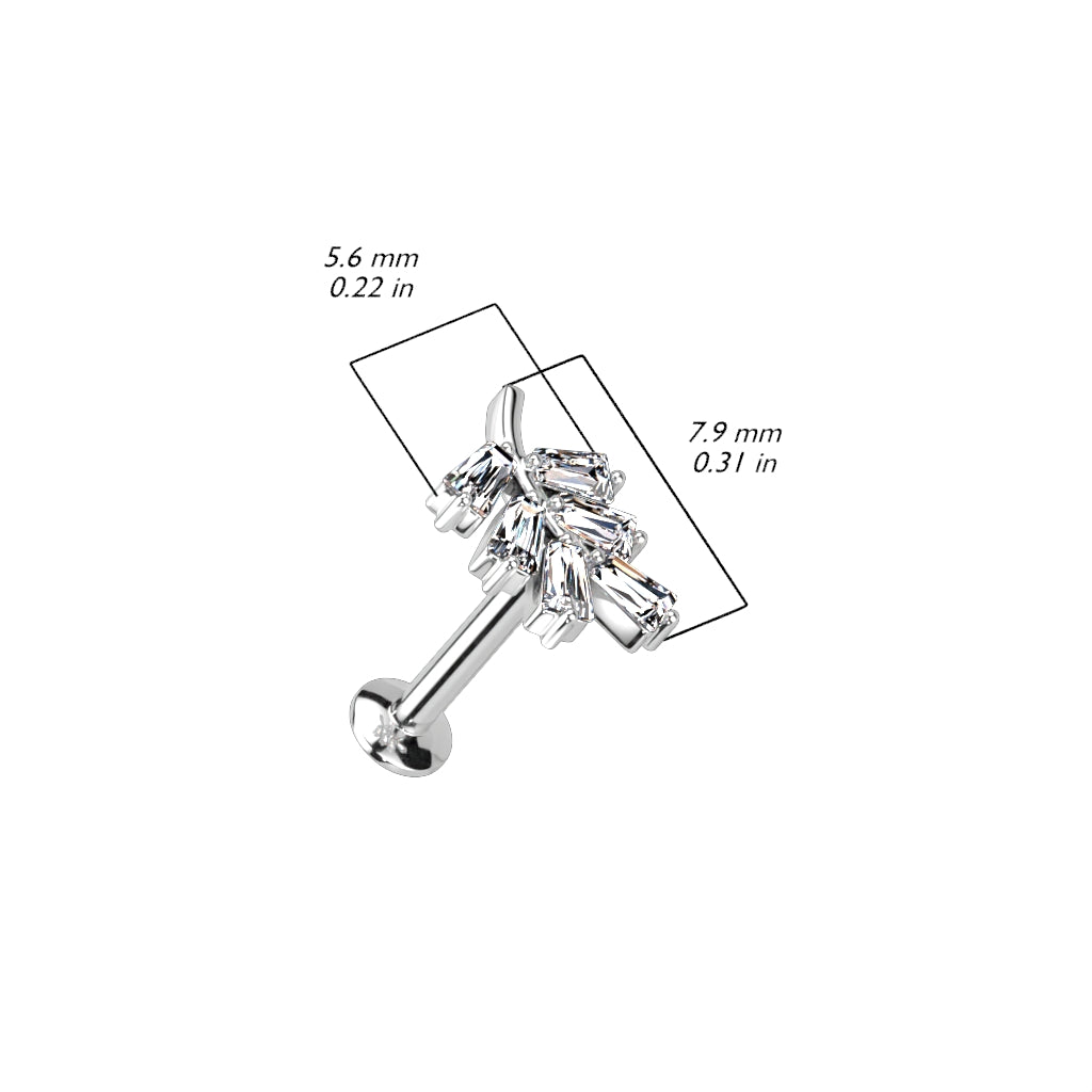 Surgical Steel/Brass Threadless CZ Leaf UFO Labret Combo (CLEARANCE)