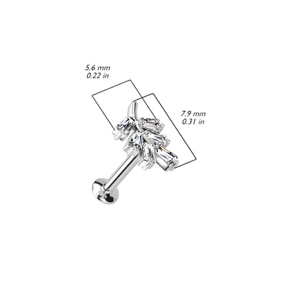 Surgical Steel/Brass Threadless CZ Leaf UFO Labret Combo (CLEARANCE)