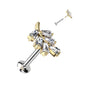Surgical Steel/Brass Threadless CZ Leaf UFO Labret Combo (CLEARANCE)